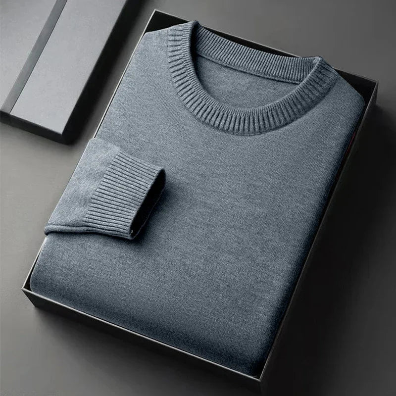 Jersey de punto cuello redondo gris oscuro