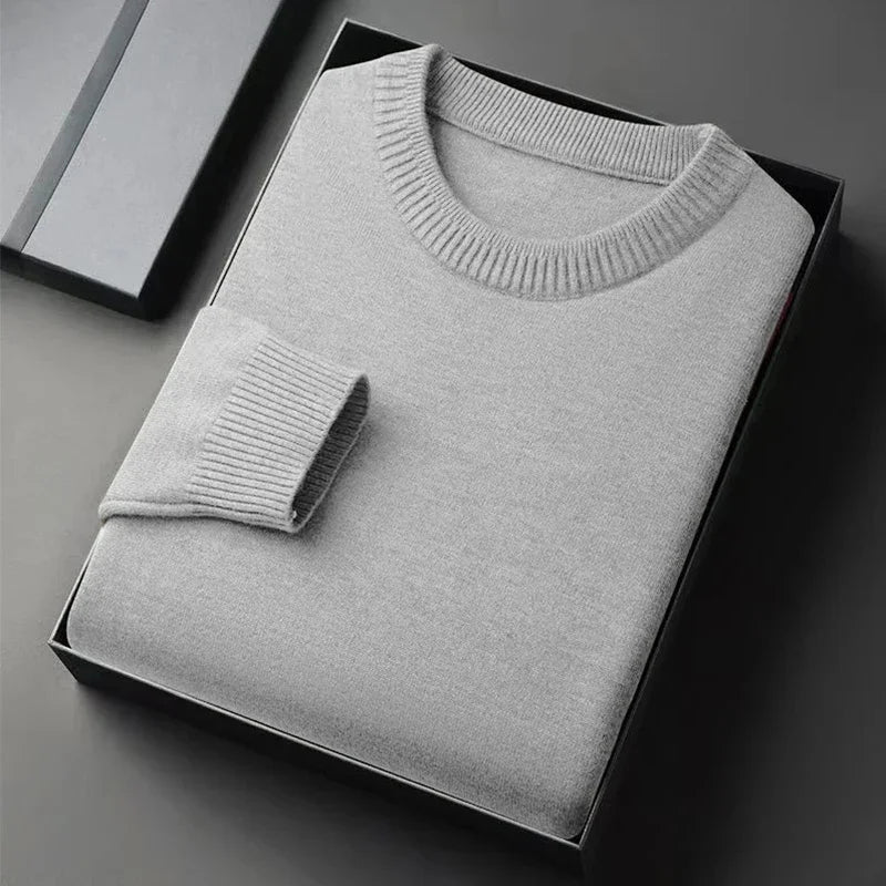 Jersey de punto cuello redondo gris claro