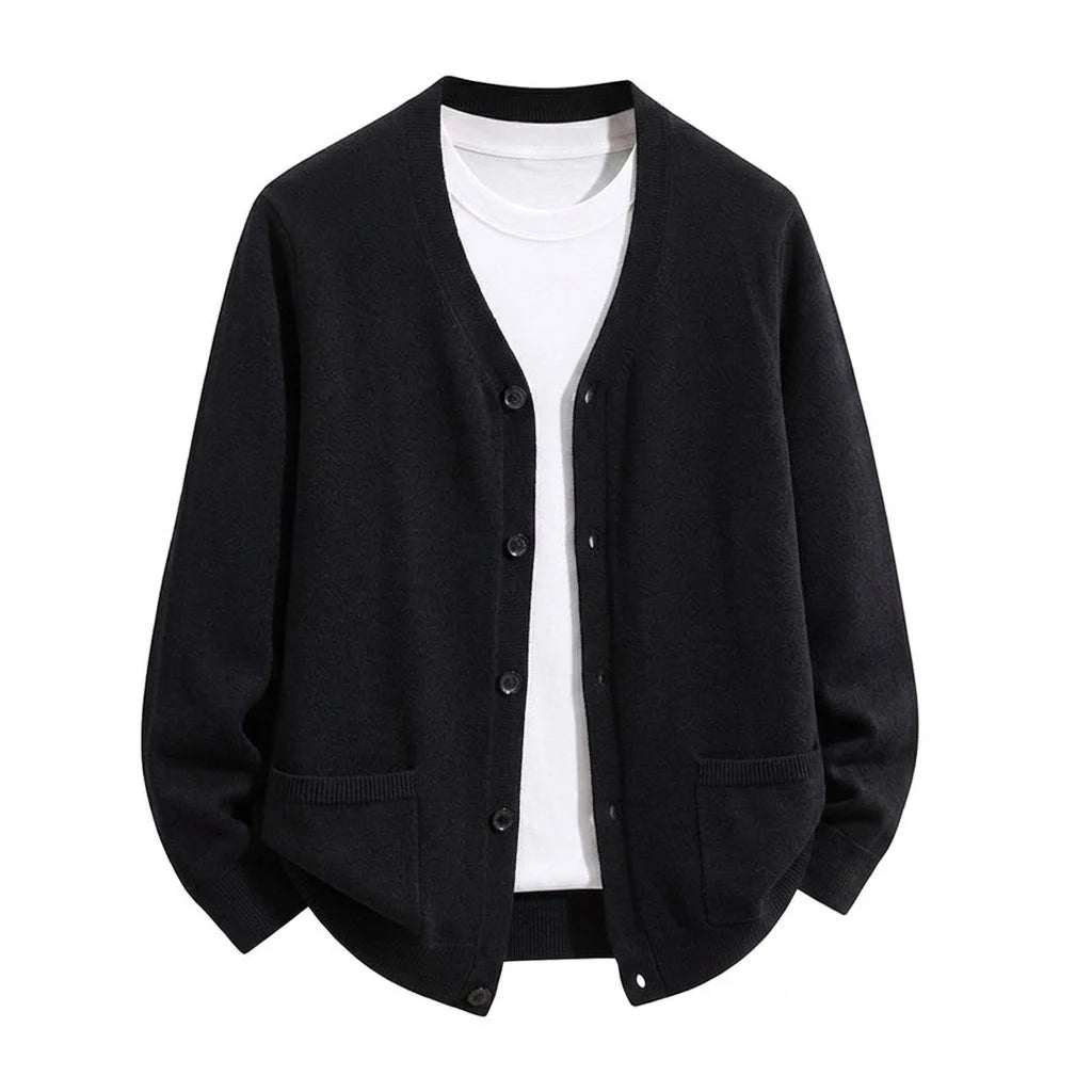 Cárdigan de Punto Cuello Pico – Negro