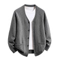 Cárdigan de Punto Cuello Pico – Gris oscuro