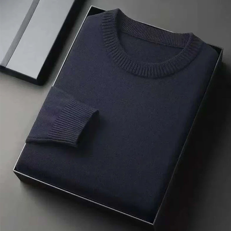 Jersey de punto cuello redondo azul marino